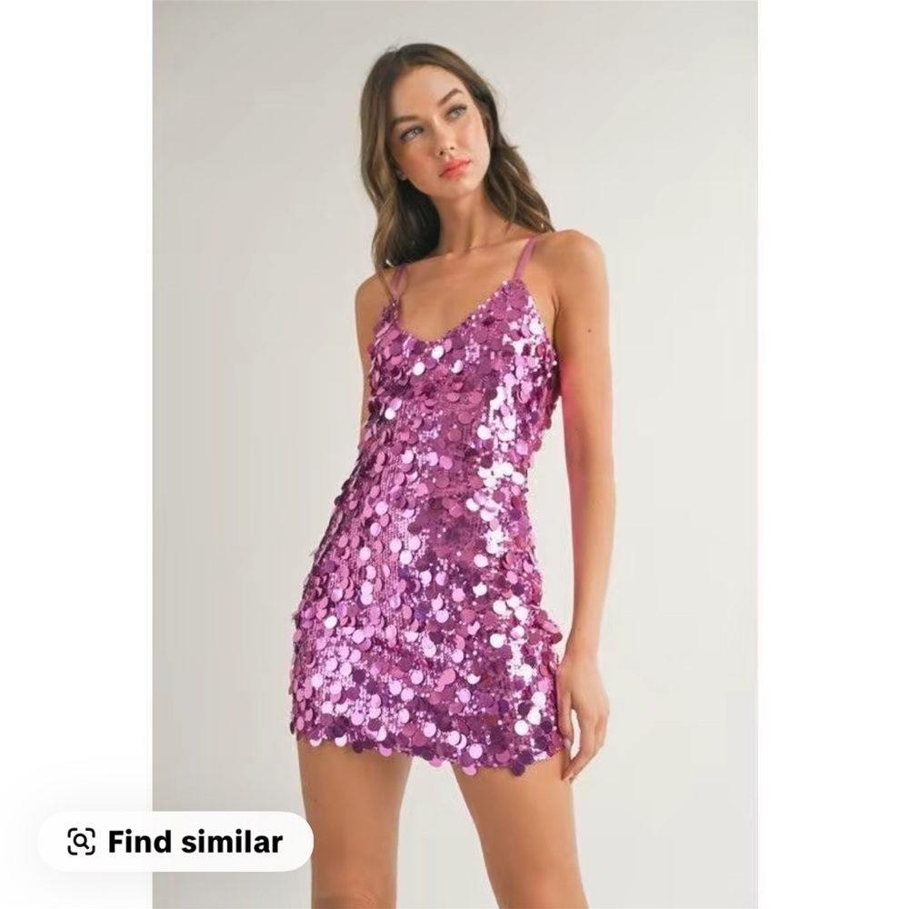 Pink Sequin Mini Dress